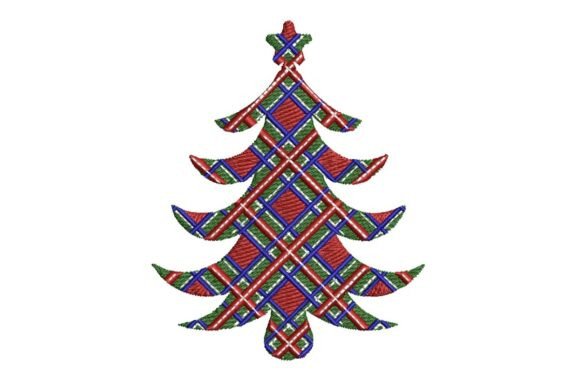 Festive Plaid Christmas Tree Embroidery Design Review