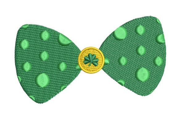 Lucky Polka Dot Bow Tie with Shamrock Embroidery Design