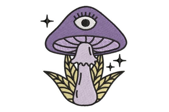 Mystical All-Seeing Eye Mushroom Embroidery Design