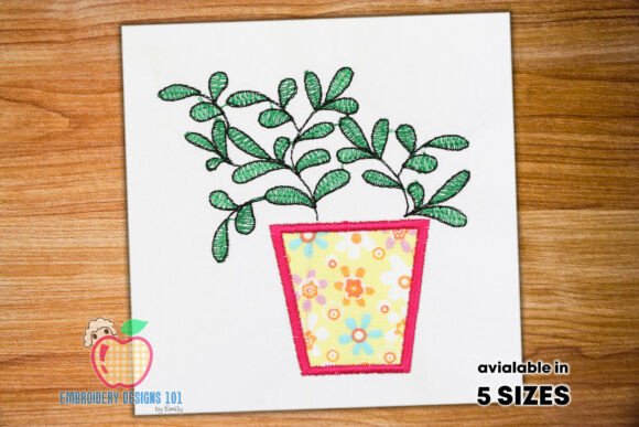 Potted Green Plant Applique Embroidery Review