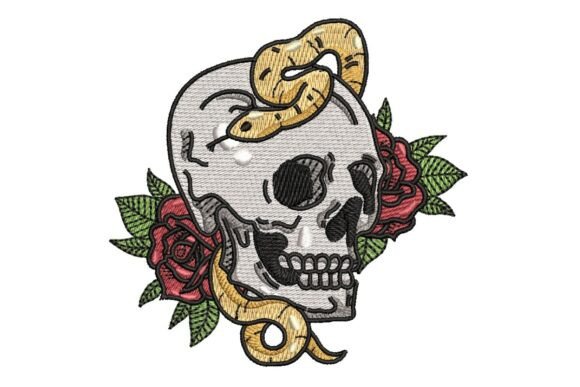 Skull with Snake and Roses Embroidery Design Review